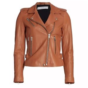 RARE! IRO Newhan Lamb Leather Moto Jacket in Terracota Size 38 FR / 6 US